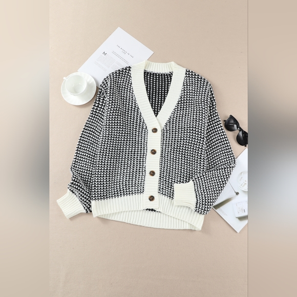 Woven Right Waffle-Knit Drop Shoulder Button-Down Cardigan - Picture 2 of 11